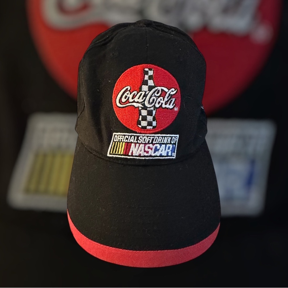 Denny Hamlin 11 Coca Cola Cap NASCAR Black Red New ⚠️ Worn Bill Edge